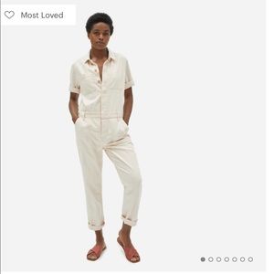 White denim Everlane jumpsuit